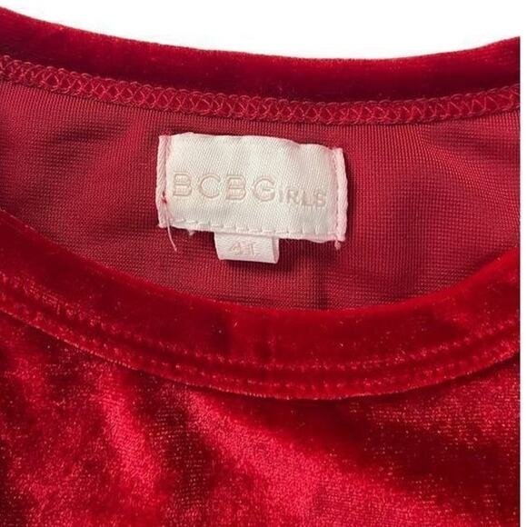 BCBGirl Red Velvet Top and Black Silver Legging Matching set Size 4T New - Picture 8 of 12
